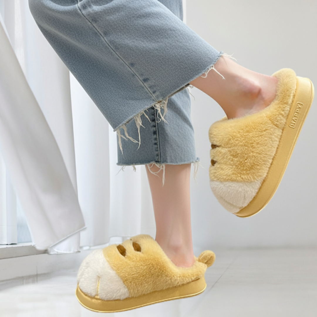 猫足スリッパ ふわふわルームシューズ