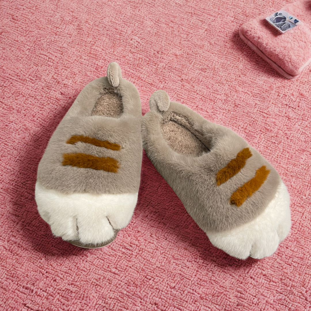 猫足スリッパ ふわふわルームシューズ