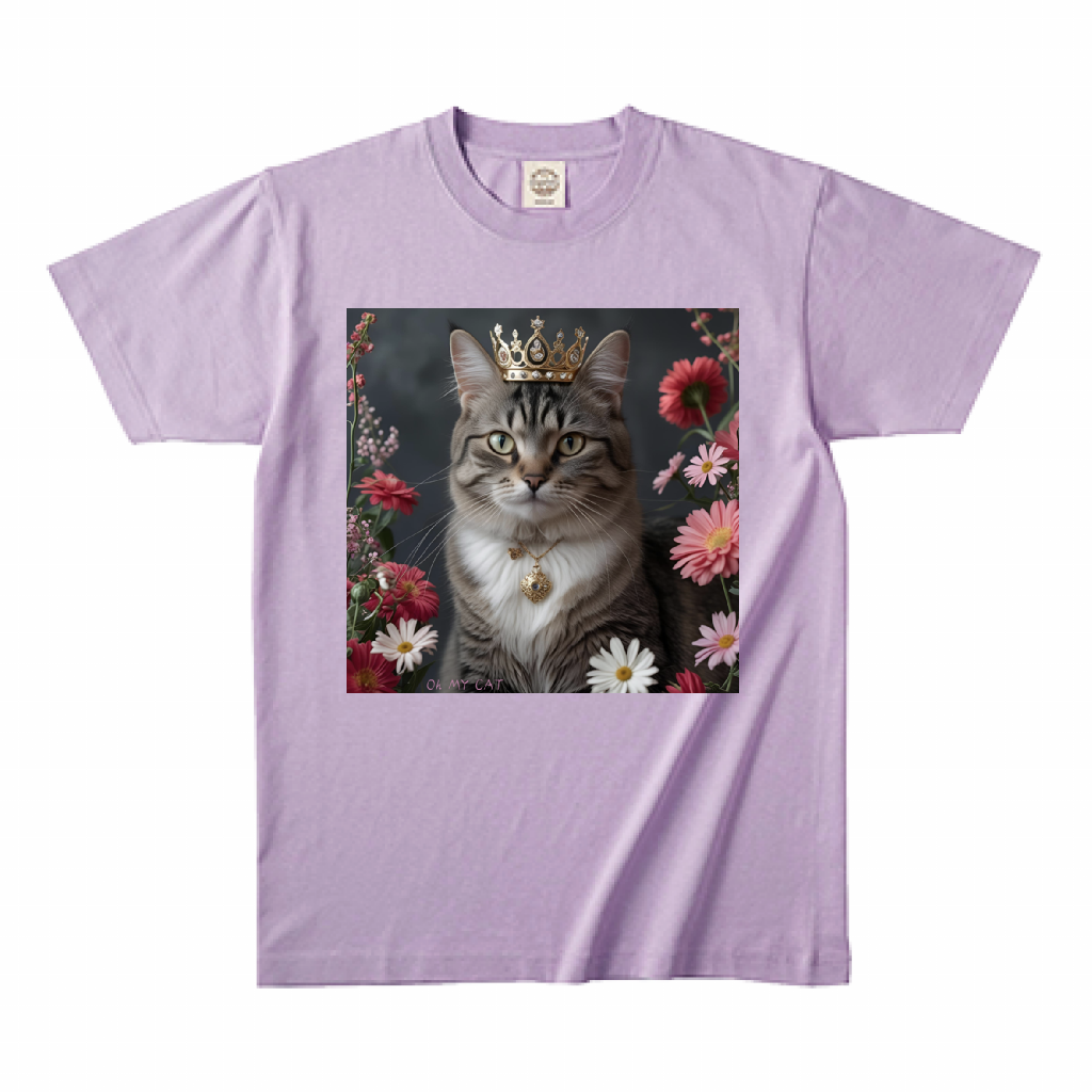 Oh MY CAT オリジナルTシャツ(オーガニックコットン)プリンセスパープル