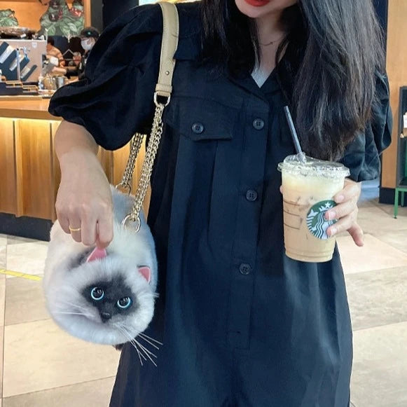リアルな猫ちゃん ハンドバッグ ( シャム猫、バリニーズ)