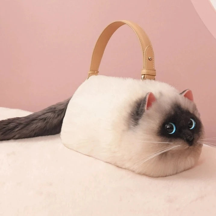 リアルな猫ちゃん ハンドバッグ ( シャム猫、バリニーズ)
