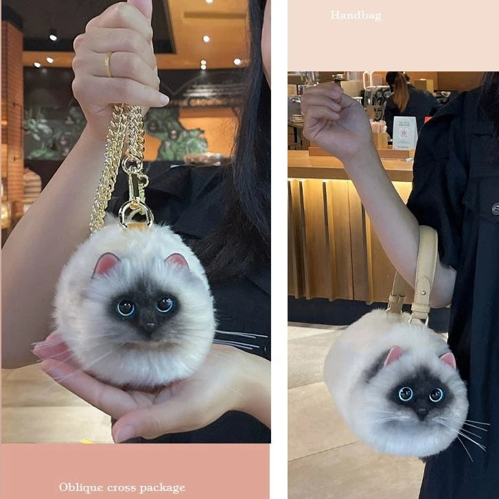 リアルな猫ちゃん ハンドバッグ ( シャム猫、バリニーズ)