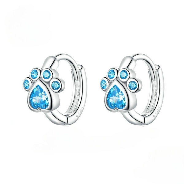 ブルージルコニア 肉球フープピアス 金属アレルギー対応 シルバー925