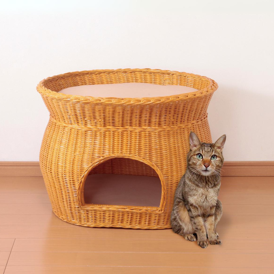 シンシア・ラタンキティハウス 猫耳 キャットハウス ラタン 籐 シンシア・ラタンキティハウス 猫耳 キャットハウス ラタン 籐