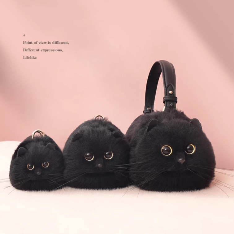 リアルな黒猫ちゃん ハンドバッグ